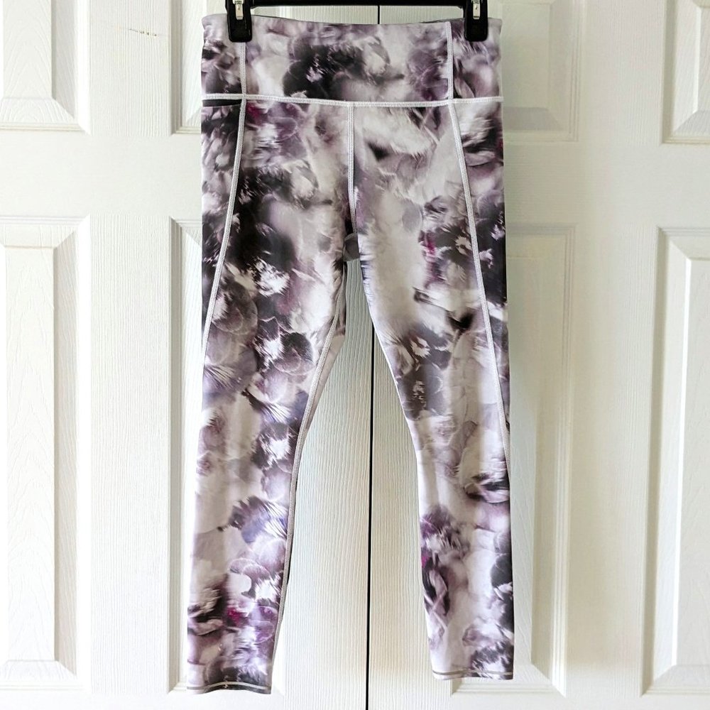 ATHLETA Women's Stash Leggings Tights  Size S  Purple & White Watercolors